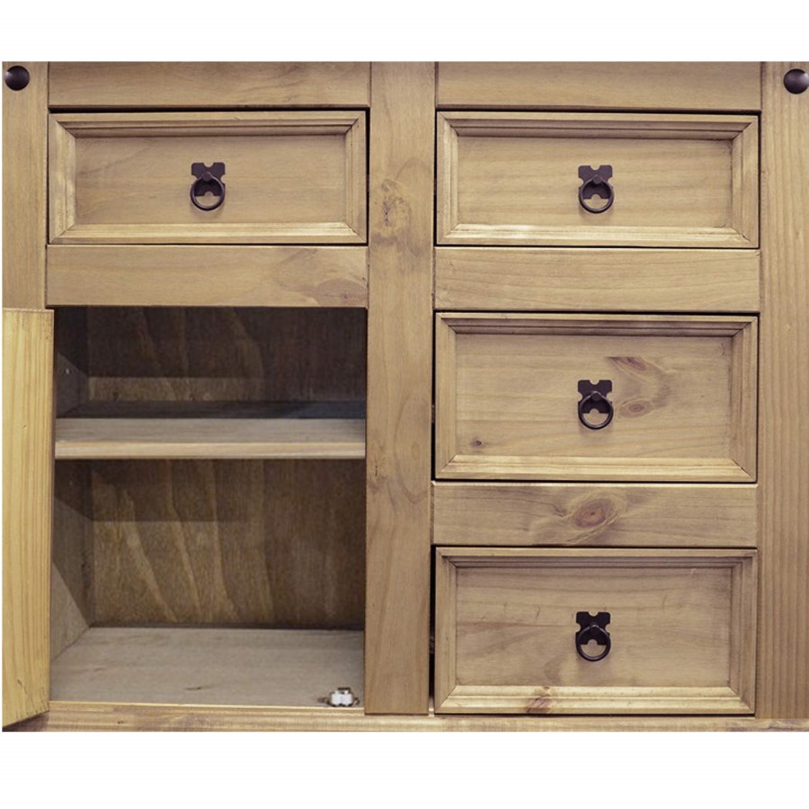 Seconique Original Corona Pine 1 Door 4 Drawer Sideboard
