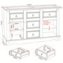 Seconique Original Corona Pine Sideboard with 2 Doors & 5 Drawers with Black Handles