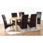 Seconique Belgravia Dining Set - Rectangular Oak Table & 6 x Expresso Faux Leather Chairs