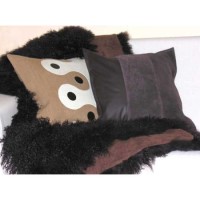 Danti Dina Cushions and Mongolian Throw Bundle in Chocolate - with fibre fillings