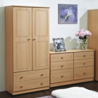 Welcome Furniture Eske Wide 2 Door 2 Drawer Wardrobe in Beech