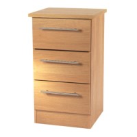 Welcome Furniture Sherwood 3 Drawer Bedside Table in Oak