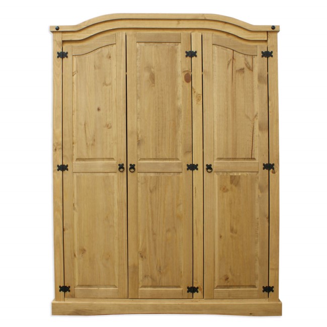 GRADE A2 - Corona Mexican 3 Door Wardrobe in Solid Pine 