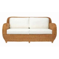 Pavilion Rattan Wallace Sofa - with hopsack white cushions