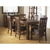 Lyon Walnut Rectangular Dining Set with Slatted Back Chairs