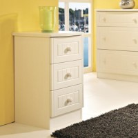 Welcome Furniture Cornwall Cream 3 Drawer Bedside Table
