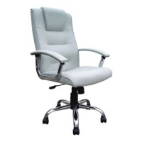 Eliza Tinsley Kirk Chrome and Silver Leather Executive Chair