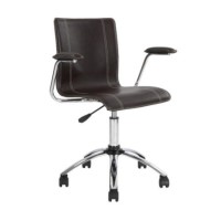Eliza Tinsley Medford Brown and Chrome Managers Chair with Arms