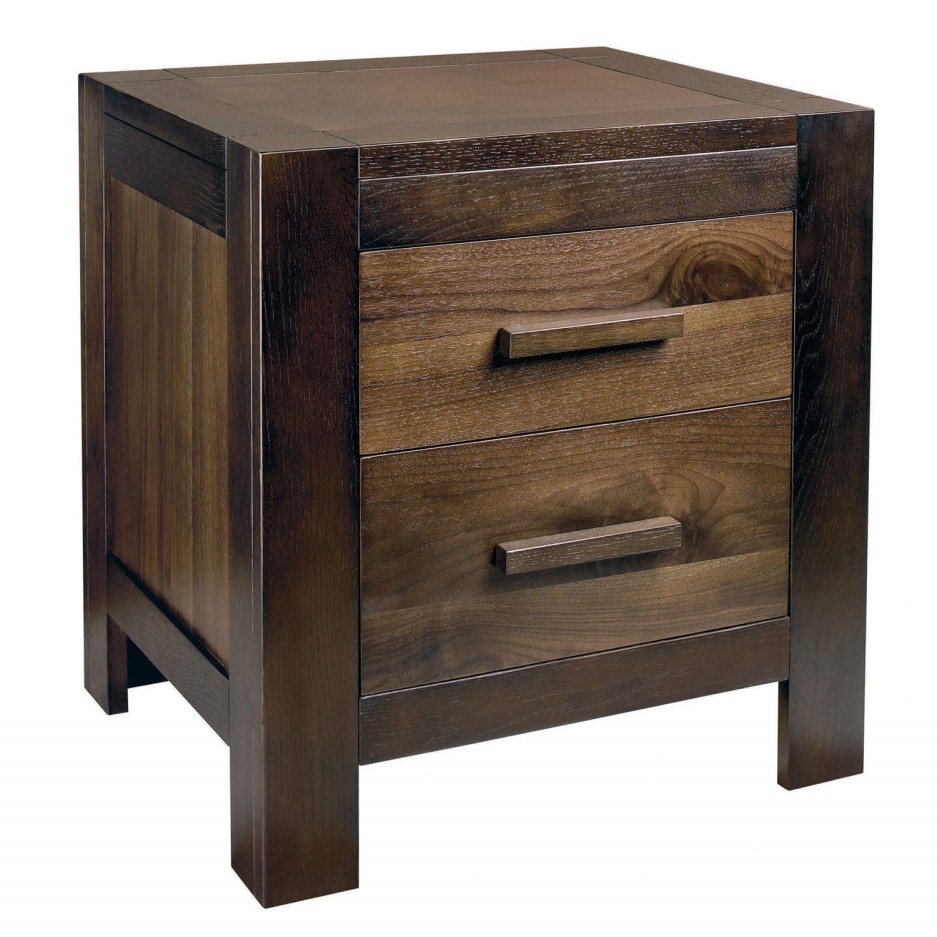 Bentley Designs Lyon Walnut 2 Drawer Bedside Table Furniture123