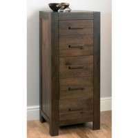 Bentley Designs Lyon Walnut 5 Drawer Tall Chest