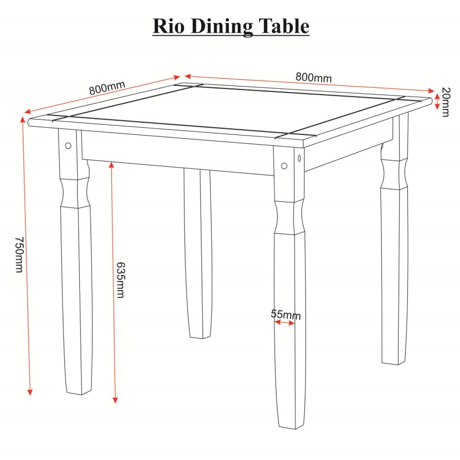 Seconique Rio Dining Set - Pine Dining Table & 2 Pine Dining Chairs