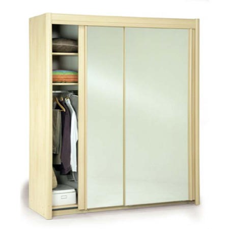 Parisot Carla Sliding Double Mirrored Wardrobe In Light Beech