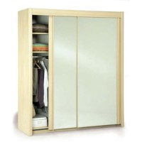 Parisot Carla Sliding Double Mirrored Wardrobe in Light Beech