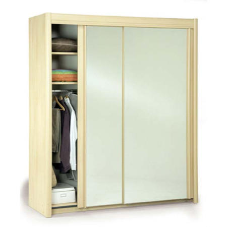 Parisot Carla Sliding Double Mirrored Wardrobe in Light Beech
