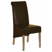Morris Furniture Grange Roll Back Leather Dining Chair - brown leather