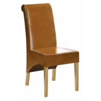 Morris Furniture Grange Roll Back Leather Dining Chair - tan leather