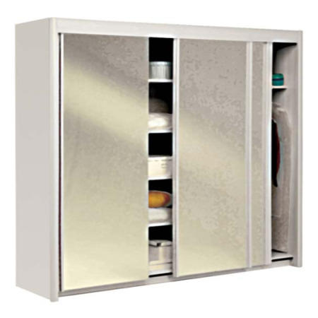 Parisot Carla Sliding Triple Mirrored Wardrobe in White
