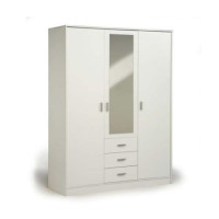 Inigo Mirrored Triple Wardrobe in White