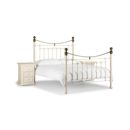 GRADE A1 - White Brass Metal Double Bed Frame - Victoria - Julian Bowen