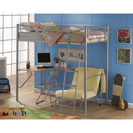 Joseph Metal Studio Highsleeper Bed, Bunk Bed With Futon Chair And Desk