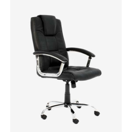 Alphason Designs Houston Leather Faced High Back Executive Chair in Black