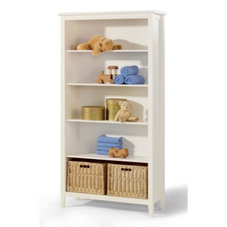 Welle Mobel Cello White Bookcase with Storage Baskets ...