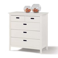 Welle Mobel Cello Solid Pine 3+2 Drawer Chest in White