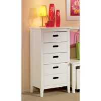 Welle Mobel Cello Solid Pine 5 Drawer Chest in White