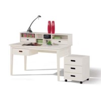 Welle Mobel Cello White Desk With Desktop Storage Unit
