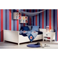 Welle Mobel Cello White Bed With Bedside Table