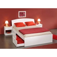 Matty Double Bed with Drawers in White