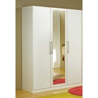 Jade 3 Door Mirrored Wardrobe in White