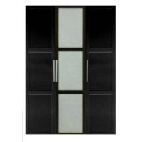 Jay 3 Door Panelled Wardrobe in Wenge and Metal