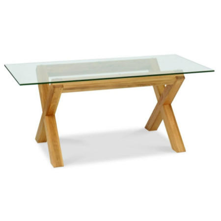 Bentley Designs Lyon Oak Glass Rectangular Dining Table