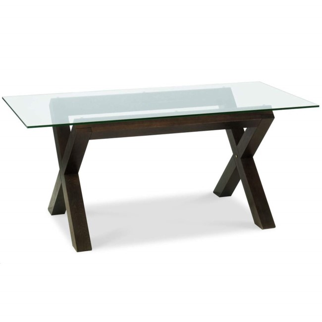 Bentley Designs Lyon Walnut Rectangular Glass Dining Table