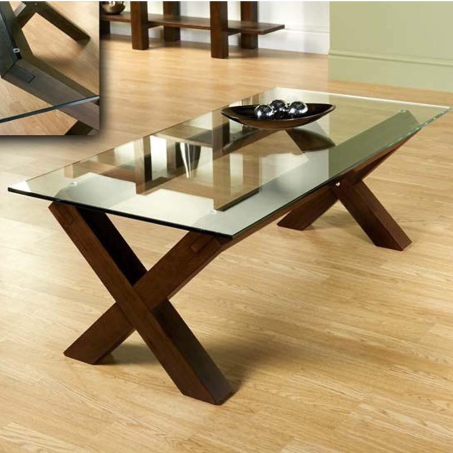 Bentley Designs Lyon Walnut Glass Coffee Table