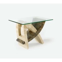 Tsavo Lamp Table in Brown and Cream