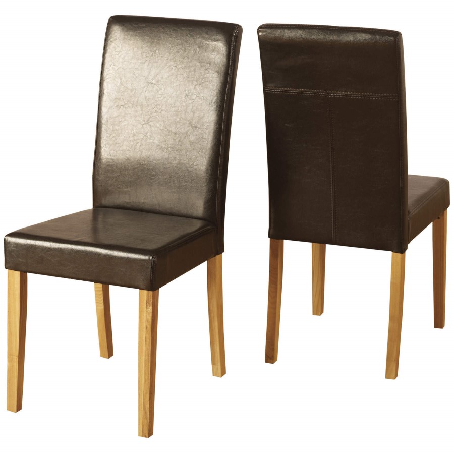 Seconique Ashbourne Solid Wood Dining Set & 6 Brown PU Dining Chairs
