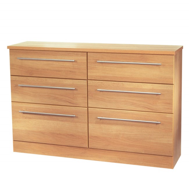 Furniture Sherwood 6 Drawer Wide Chest in Oak Furniture123