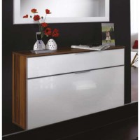 Madrid Small Shoe Cabinet in Walnut and White - 
