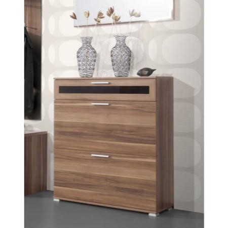 Alaska Narrow Walnut Shoe Storage Cabinet With 2 Shoe Rack