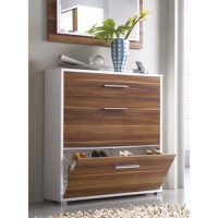Florence Shoe Cabinet in Walnut and White