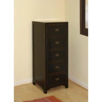 Ling Black Lacquered 5 Drawer Narrow Chest - 