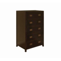 Clearance - Ling Black Lacquered 5 Drawer Wide Chest