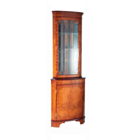 Kelvin Furniture Georgian Reproduction Bow Corner Display Cabinet in Mahogany