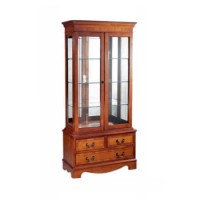 Kelvin Furniture Georgian Reproduction Curio 3 Drawer 2 Door Display Cabinet in Yew