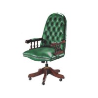 Kelvin Furniture Georgian Reproduction Green Leather Executive Chair
