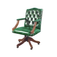 Kelvin Furniture Georgian Reproduction Green Leather Managers Chair