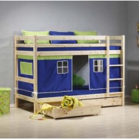Thuka Minnie Solid Pine Natural Storage Bunk Bed with Blue Tent - without mattresses
