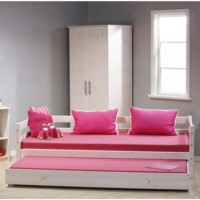 Thuka Minnie Solid Pine White Trundle Guest Day Bed